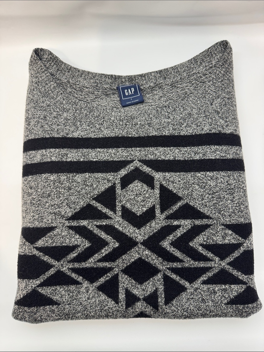 GAP Brooklyn Geo Geometric Print Knit Pullover Sweater Size Large